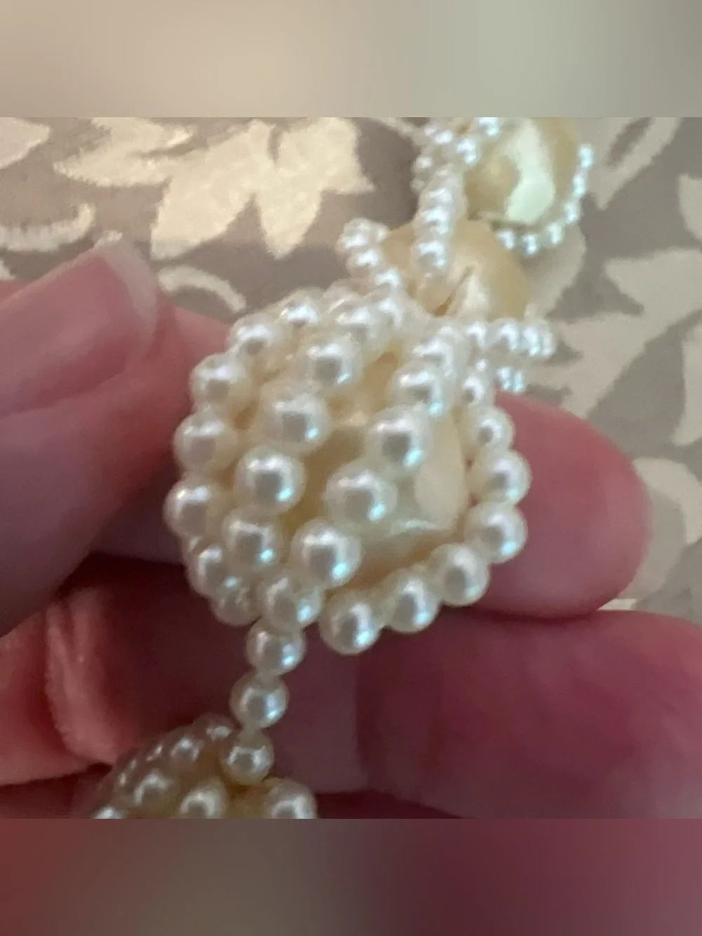 STUNNING VINTAGE ESTATE CAGED BEAD & PEARL NECKLACE Faux Pearls 36” Long